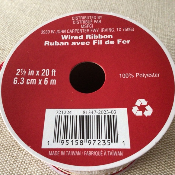 2 Rolls Christmas Leopard and Striped Trees Wired Ribbon Rolls - Picture 3 of 4